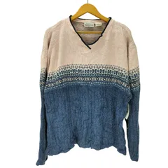 ベーシックエディションズ BASIC EDITIONS 90S USA製 ノルディック柄 切り替え バイカラー 巻き襟 Vネック アクリル ニット セーター メンズ  2X