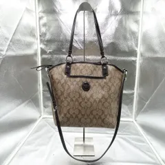 COACH コーチ 2WAY トートバッグ ショルダーバッグ シグネチャー柄 総柄 ペイント ブラウン系 PVC 19816