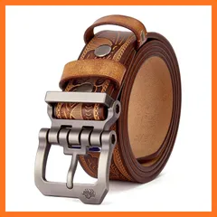 【新品】 [BISON DENIM]ベルト メンズ 本革 大きいサイズ メンズ ベルト カジュアル 革ベルト ジーンズ用ベルト 作業用ベルト 紳士用ベルト ?さ調節可能 ?さ105cm～136cm 化粧箱付き 父の日 プレゼント