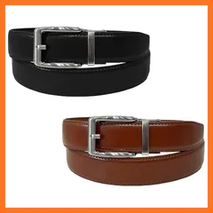 【新品】 [FRANK GERALD] ベルト ビジネス 大きいサイズ オートロック 本革 穴なし 耐久性 紳士 学生 スーツ 制服 バックル1個 ベルト2本 セット 箱付き メンズ (3.スムースブラック×スムースダークブラウン) 0