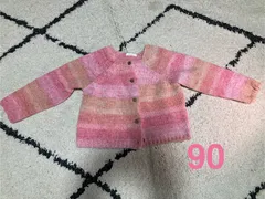 【美品】【冬物値下げ】next　ネクスト厚手グラデーションカーディガン　ピンク　ボーダー　羽織　女の子90cm