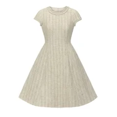 1a8 《美品》 FOXEY フォクシー DRESS BOTANACAL ツイードワンピース 半袖 ロングワンピース トップス 38 アイボリー レディース 女性用u02t