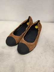 フィットフロップ バレリーナ フラット シューズ スウェード ブラウン/ブラック 37 (235)