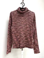 日本 ヴィンテージ ピンク タートルネック タートルネック ロングスリーブ 長袖 Tシャツ レイヤード インナー