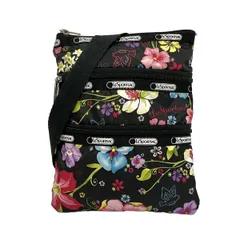 LESPORTSAC(レスポートサック) ショルダーバッグ - 黒×ピンク×マルチ 花柄