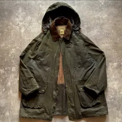 80年代 80s L.L.Bean エルエルビーン オイルド コート 裏地チェック オリーブ フード付き