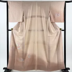 付下げ 身丈160.5cm 裄丈64cm M 袷 雪輪 紅葉 刺繍 ぼかし 薄ピンク 正絹 秀品 【中古】