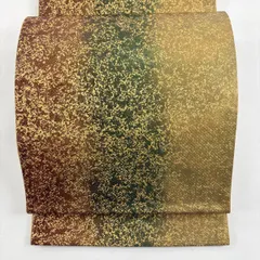 袋帯 名品 幾何学 金彩 金色 全通 正絹 【中古】