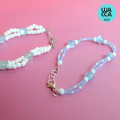 ビーズブレスレット(涼しげブルー)