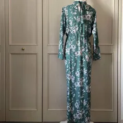 33 IENA イエナ 花柄 ワンピース シャツ ロング リボン タイト　お呼ばれ　デート　オフィスカジュアル　食事会　可愛い　総柄