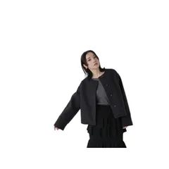 ノーカラーウェーブシャギーブルゾン 0