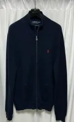 no 122 ポロラルフローレン フルニットジップアップ ネイビー L 傷なし S級