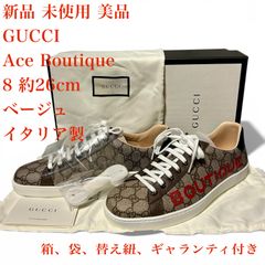 新品 美品 グッチ キャンバス ローカット スニーカー 8 約26cm 