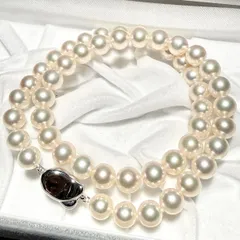 【大珠】アコヤパール ネックレス ホワイト系 8.53〜8.94㎜ 44㎝ 48.1g 本真珠 リアルパール SILVER刻印 pearl jewelry necklace SS056