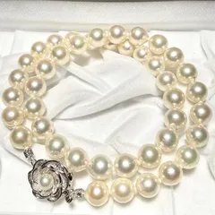 【大珠】アコヤパール ネックレス ホワイト系 8.98〜9.47㎜ 45㎝ 50.8g 本真珠 リアルパール pearl jewelry necklace SILVER刻印 SS057
