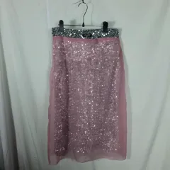 スパンコール チュール スリット スカート