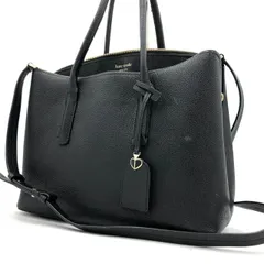 【美品】ケイトスペード トートバッグ マルゴールラージ サッチェル グレインレザー 黒 レザー 2way ショルダーバッグ  kate spade ブラック
