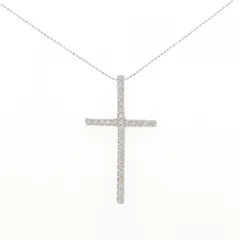 K18WG クロス ダイヤモンド ネックレス 1.00CT