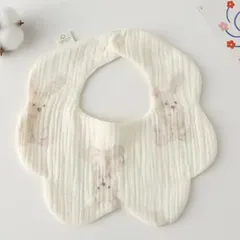 ジェラピケ風デザイン うさぎ柄スタイ