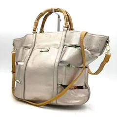 LOWELL ロウェル バンブーハンドル 2way バッグ シルバー 花柄