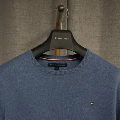 L) トミーヒルフィガー メンズ ラウンドニット ブルー