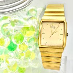 稼働品】SEIKO セイコー クォーツ スクエア ゴールド 80's - メルカリ