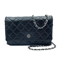 【中古】 CHANEL シャネル マトラッセ チェーンウォレット キルティングレザー ブラック SV金具 ショルダーバッグ A68851 17番台 レディース 25032778 HO