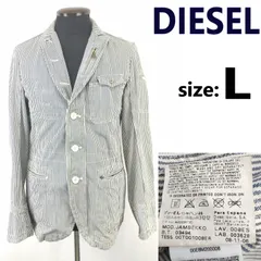 DIESEL/ディーゼル★デニム地/テーラードジャケット【メンズM/ネイビー×白/ストライプ柄】アウター/Jacket◆BJ155-a