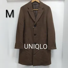 ks34◆UNIQLO ユニクロ チェスターコート コート メンズ  (M) カシミヤ10% ブラウン  チェック柄