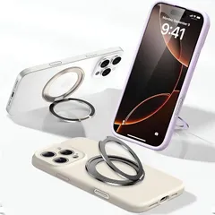 スマート良品 【業界最軽量】 スマホスタンド つけたまま充電 シール式 リング一体型 極薄型 折りたたみ 360度回転 カチカチ音 Mag-Safeケース対応 iPhone Android 全機種対応 車載ホルダー対応 粘着式 (H1ブラック) 0