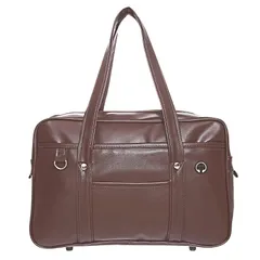 [HEWEAYTA] スクールバック 高校生 肩掛け 合皮 - スクバ A4対応 通学 収納ポケット 学生鞄 型押し 大容量 無地 軽量 背負える(コーヒー free size) 0