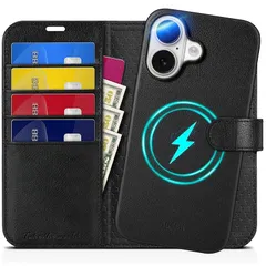 TUCCH iPhone 16 対応 ケース 手帳型 2 in 1 分離式 アイフォーン16手帳型ケース 取り外し可能 [RFIDブロッキング] 4つカードポケット付き 横置きスタンド機能 衝撃吸収 全面保護 PU合皮 2024年発売 6.1インチ あいふ 1