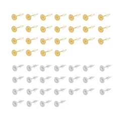 【クーポン有】100個セット 平皿 4mm シルバー ゴールド 2色 キャッチ 樹脂 ピアスパーツ ピアス 丸皿 サージカルステンレス YFFSFDC