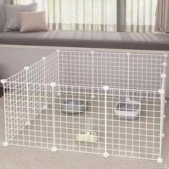 ENCOUNTER ペットフェンス ペットサークル ケージ 12枚セット 45×35cm 小型犬 小動物 犬 うさぎ ペット 室内用 透明 サークル 犬 室内 メッシュパネル ワイヤーサークル サークルフェンス ペットケージ 大きいサイズ レイアウト自由  1