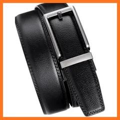 【新品】 [GSG] ベルト メンズ ビジネス 本革 オートロック式 大きいサイズ 男性 紳士 ベルト 穴無し スライド 革 使いやすい スーツベルト 無段階調節 4サイズ ギフトボックス付き クリスマス プレゼント ベルト ブラック 125cm 0