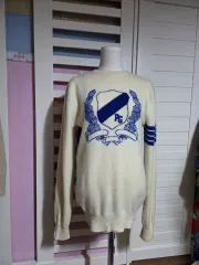 パーリーゲイツ アイボリー ブルー バイカラー カシミア 100% ニット