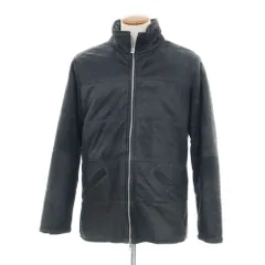 【中古】ジョルジオブラット GIORGIO BRATO ユーズド加工 中綿入り スタンドカラー ダブルジップ レザーブルゾン ブラックグリーン【サイズ48】【メンズ】