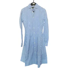 Z1708POLO RALPH LAUREN ポロラルフローレン シャツワンピース 長袖 ストライプ ブルー 青 レディース2