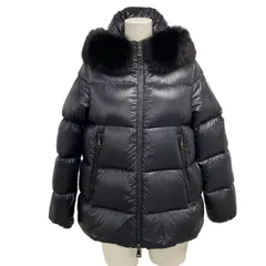 モンクレール ダウンジャケット サイズ0 XS レディース美品  SERIFUR(セリファー) 黒 長袖/フォックスファートリム着脱可/冬 ダウン