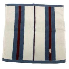 RalphLauren(ラルフローレン) 小物美品  - 白×ブルーグレー×レッド ハンドタオル/ストライプ コットン