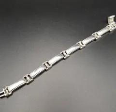 長方形 バーチェーン シンプル 925 シルバー ヴィンテージ ブレスレット 銀 スタイリッシュ ユニセックス 重厚感 R13-O