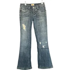 Z1707 アンティック・デニム  デニム ロングパンツ ジーパン ジーンズ ブルー 青系  洗える 24インチ   ライトブルー  ブーツカット フレアカット