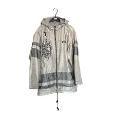 Z1707 asics アシックス フード付き パーカー ベンチコート シルバー ユニセックスM メンズ レディース