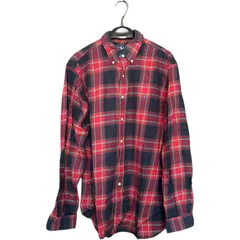 Z1707 RALPH LAURENラルフローレン クラシックフィット 長袖シャツ チェック 赤 メンズL レッド エンジ