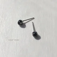 4㎜　モリオン　天然石一粒ピアス/サージカルステンレス