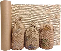 EINEY 緩衝材 ハニカム紙 食器梱包材 ラッピングペーパー クラフトペーパー クラフトロール 輸送用緩衝材 クッションペーパー グラス梱包資材包装紙 引っ越し (38cmx10m)