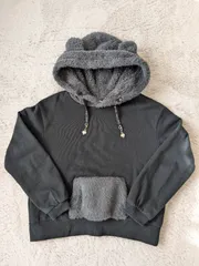 パーカー くま  150 黒　もこもこ