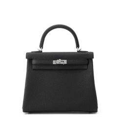 エルメス ハンドバッグ ケリー25 内縫い ブラック/シルバー金具 トゴ K刻印 2wayショルダー 黒