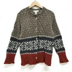 Eddie Bauer ウィメンズ 90sヴィンテージ レトロ ノルディック柄×バーズアイ アルパカ混 柄編みカーディガン S