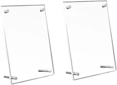 EINEY ディスプレイスタンド アクリル ポップスタンド 店舗 ディスプレイケース カードスタンド 写真立て フォトフレーム 展示 縦横置き 2個セット (クリア,  普通)